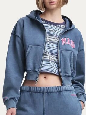 Gap x Mad Happy Collab Full Zip Cropped Hoodie - Size S